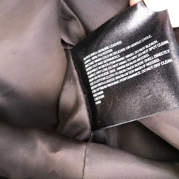 ASHLEY B Bernardo Leather Suede Jacket Women's LARGE Coat Black Full Zip Wide‌ - Picture 3 of 7